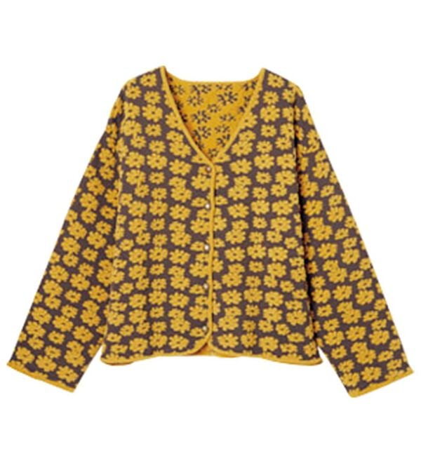 RANAN（ラナン）の「レトロフラワージャカードカーディガン（ニットカーディガン）」｜詳細画像