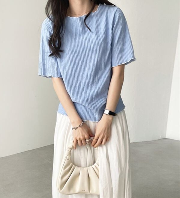 GeeRA（ジーラ）の「前後２ＷＡＹ配色メロー５分袖カットソー（カットソー）」｜詳細画像