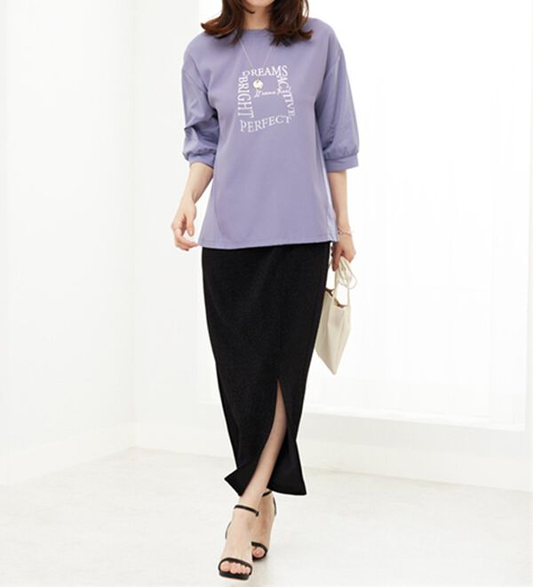 BELLUNA（ベルーナ）の「異素材使いロゴデザインプルオーバー（カットソー）」｜詳細画像