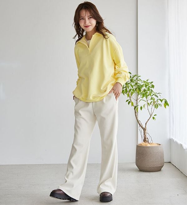 RANAN（ラナン）の「あったか裏ベロアニットコールフレアパンツ（フルレングスパンツ）」｜詳細画像