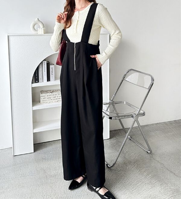 GeeRA（ジーラ）の「フロントジップハイウエストサロペット（オールインワン）」｜詳細画像