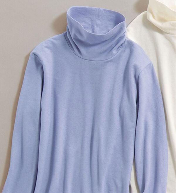 LAVIENNE（ラヴィエンヌ）の「カシミヤ入りシアー素材タートルネックインナー（肌着・インナーウェア）」｜ブルーグレー