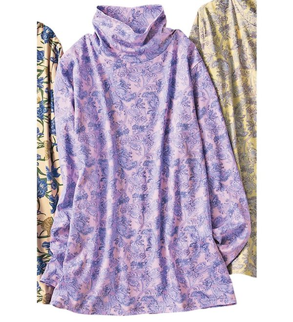 VINNO（ヴィノ）の「＜ＭＵＬＨＯＵＳＥ＞超長綿プリントプルオーバー（カットソー）」｜ペイズリー柄(ピンク)