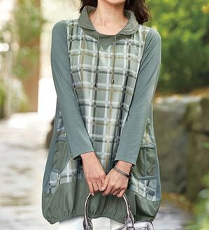 BELLUNA（ベルーナ）の「先染チェック柄切替チュニック（チュニック）」｜詳細画像