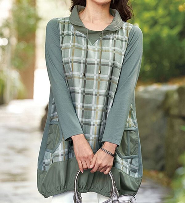 BELLUNA（ベルーナ）の「先染チェック柄切替チュニック（チュニック）」｜詳細画像