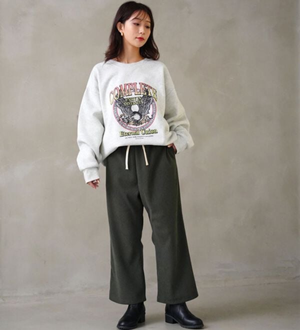 A HAPPY MARILYN（アハッピーマリリン）の「【選べる丈】裏フリースで家でも外でもあったか ふっくら コーデュロイ イージー ワイドパンツ（ワイドパンツ・ガウチョ）」｜詳細画像