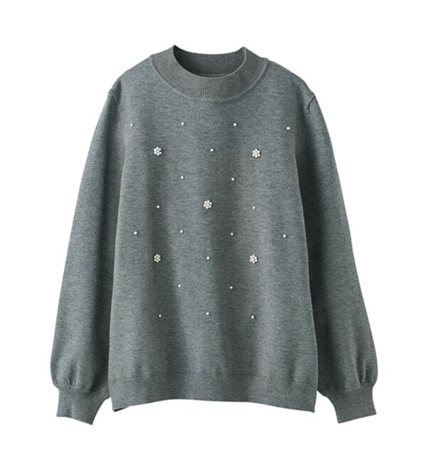 BELLUNA（ベルーナ）の「パール付ニットプルオーバー（ニット・セーター）」｜詳細画像