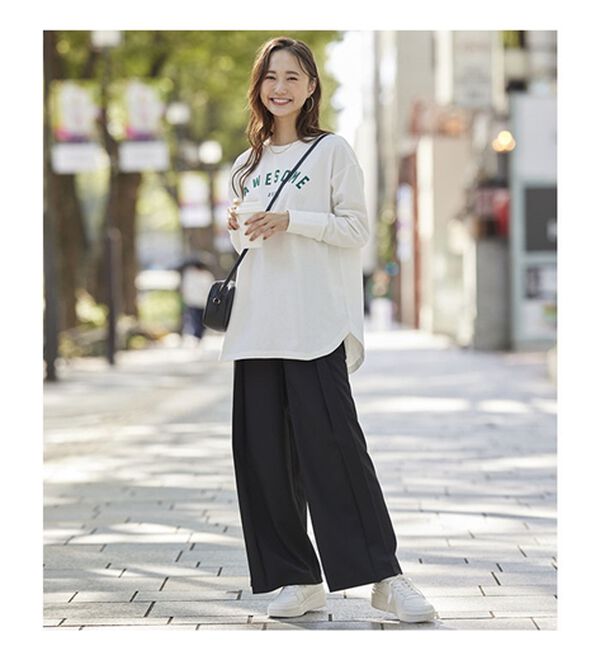 BELLUNA（ベルーナ）の「リネンライクタックワイドパンツ（ワイドパンツ・ガウチョ）」｜詳細画像