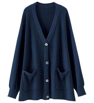 BELLUNA（ベルーナ）の「抗菌防臭で爽やか！あぜ編ニットカーディガン（ニットカーディガン）」｜ネイビー