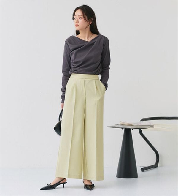 Pierrot（ピエロ）の「【選べる丈】楽ちんきれい高見えワイドパンツ（ワイドパンツ・ガウチョ）」｜詳細画像