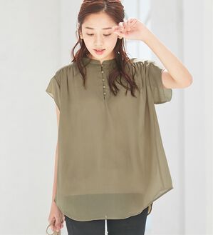 alotta（アロッタ）の「楊柳素材クルミボタンチュニックブラウス（チュニック）」｜詳細画像