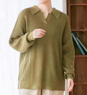 Viola e Viola（ヴィオラ エ ヴィオラ）の「ポロ衿付きゆるニット（ニット・セーター）」｜詳細画像