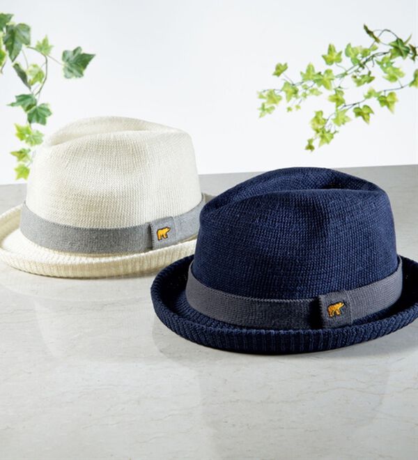 「＜ゴールデンベア＞こだわりの麻混ワッフルハット　中折れ（メンズ帽子）」｜詳細画像