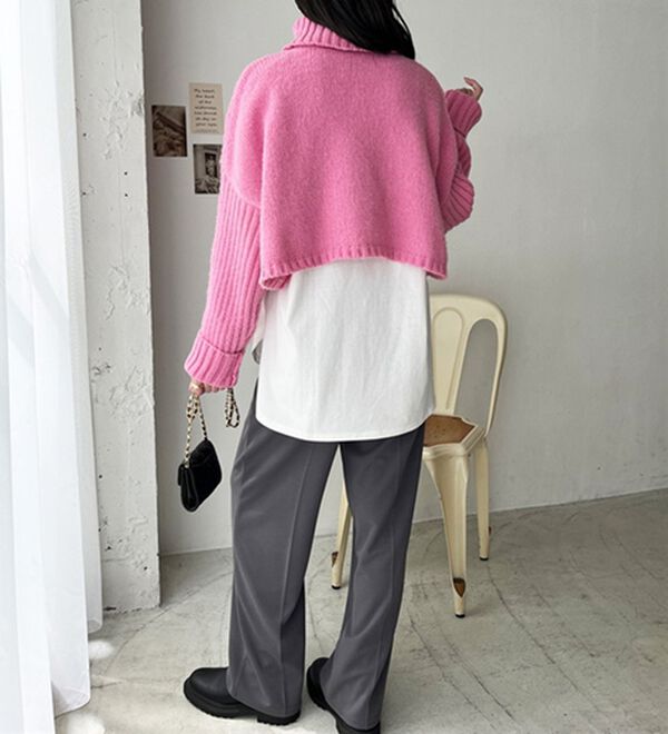 えっちゃん♡45R フロート縮絨 フレア タートルネックニット R刺繍 45R フロート縮絨のフレアタートルネックニット 0 セーター 45rpm