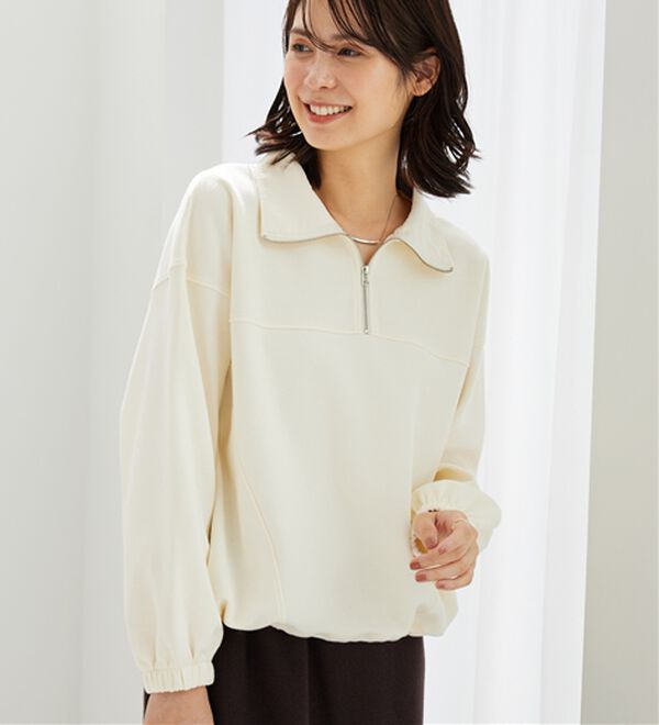 BELLUNA（ベルーナ）の「異素材使いハーフジッププルオーバー（カットソー）」｜詳細画像