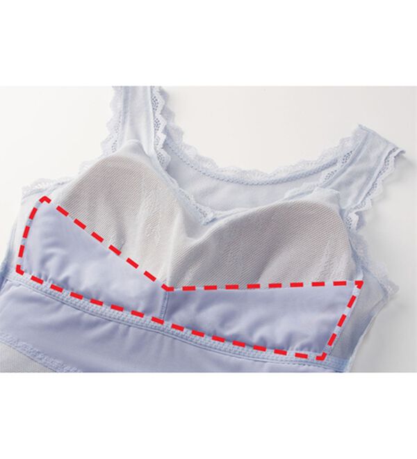 「【２色組】綿入りメッシュの涼やかカップ付インナー（ブラトップ・カップ付きインナー）」｜詳細画像