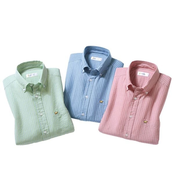 「＜ゴールデンベア＞涼感サッカーストライプシャツ（メンズシャツ）」｜詳細画像