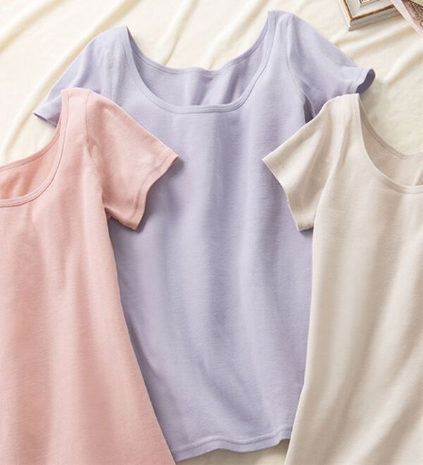 「素肌よろこぶオーガニックコットンフレンチ袖（肌着・インナーウェア）」｜ラベンダー