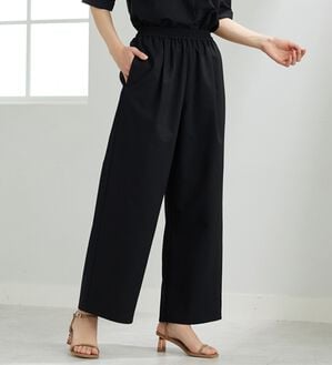 BELLUNA（ベルーナ）の「エアリーサッカー素材ワイドパンツ（ワイドパンツ・ガウチョ）」｜黒