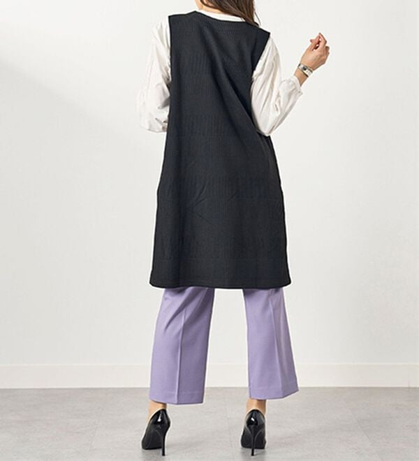 BELLUNA（ベルーナ）の「ボーダージャカード素材ジャンパースカート（ジャンパースカート）」｜詳細画像