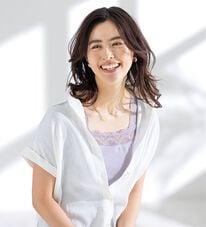 LAVIENNE（ラヴィエンヌ）の「【夏を快適に！】綿１００％汗取りレース・カップ付インナー＜さらりラボ＞（ブラトップ・カップ付きインナー）」