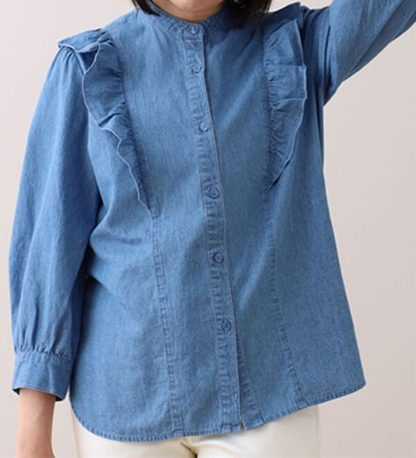 BELLUNA（ベルーナ）の「デニム素材フリルデザインブラウス（ブラウス）」｜詳細画像