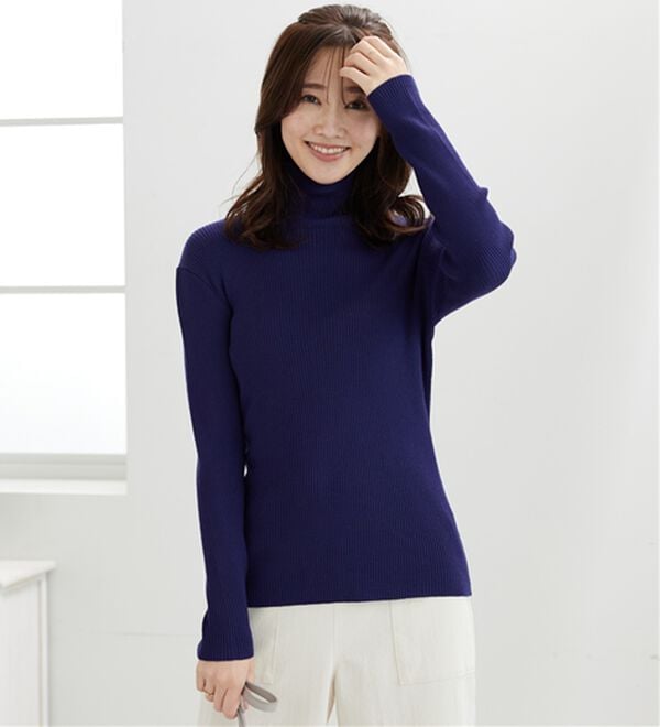 BELLUNA（ベルーナ）の「【安心感あるプチプラニット】リブニットタートルネックプルオーバー（ニット・セーター）」｜詳細画像
