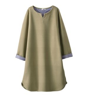 BELLUNA（ベルーナ）の「ボーダージャカード素材ワンピース（その他ワンピース）」｜オリーブ