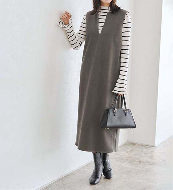 Pierrot（ピエロ）の「ウールタッチジャンパースカート（ジャンパースカート）」｜詳細画像