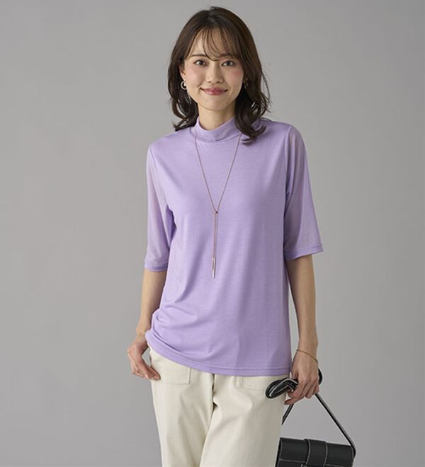 BELLUNA（ベルーナ）の「【５分袖】チュール切替上品インナー（カットソー）」｜詳細画像