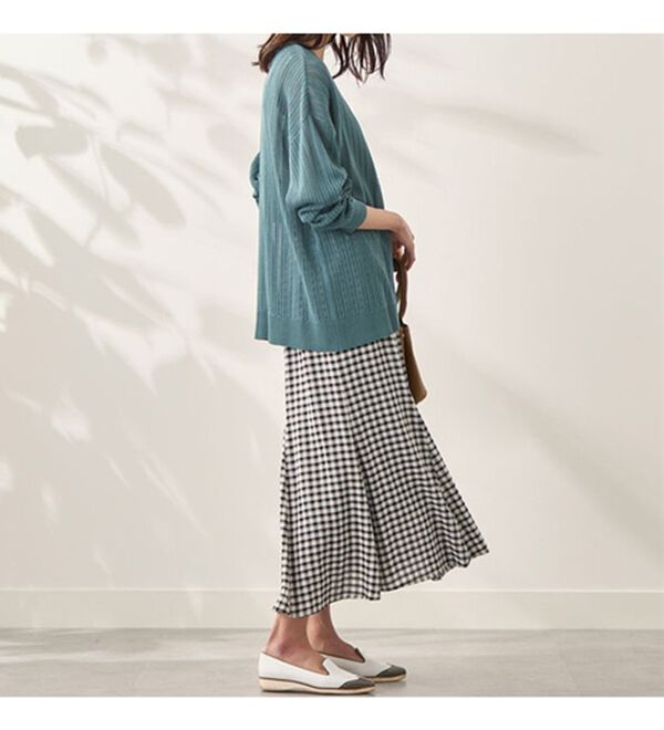 BELLUNA（ベルーナ）の「シアーチェック素材フレアースカート（ロングスカート）」｜詳細画像