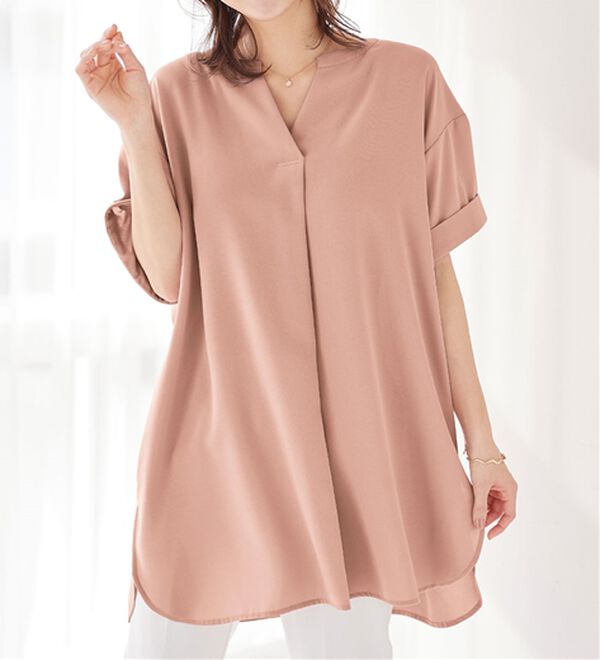 alotta（アロッタ）の「スキッパーとろみブラウスチュニック（ブラウス）」｜詳細画像