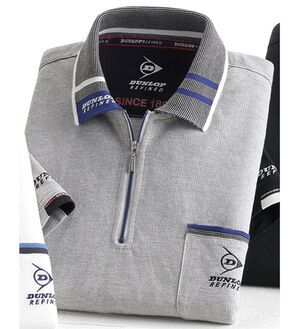 ダンロップ・リファインド＞衿ジャカード7分袖ジップポロ