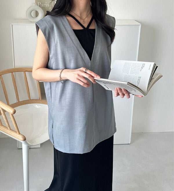 GeeRA（ジーラ）の「麻調ベスト&times;リブワンピースセット（その他ワンピース）」｜詳細画像