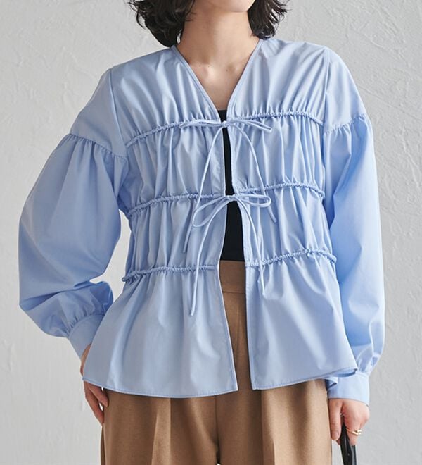 1【美品】JOSEPH フロントリボンギャザーブラウス　定価3.9万円 フロントリボンギャザーノースリブラウス - ベルーナ【公式】
