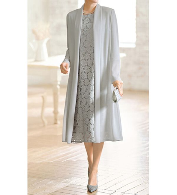 軽やかロングジャケットレースワンピースアンサンブル - ベルーナ【公式】 