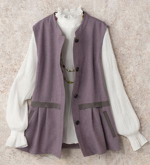 ルフラン（ルフラン）の「杢調ウエスト切替ベスト＜カナリエ＞（ベスト）」｜ローズピンク