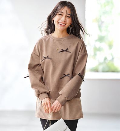 BELLUNA（ベルーナ）の「スエード調リボンモチーフチュニック（チュニック）」