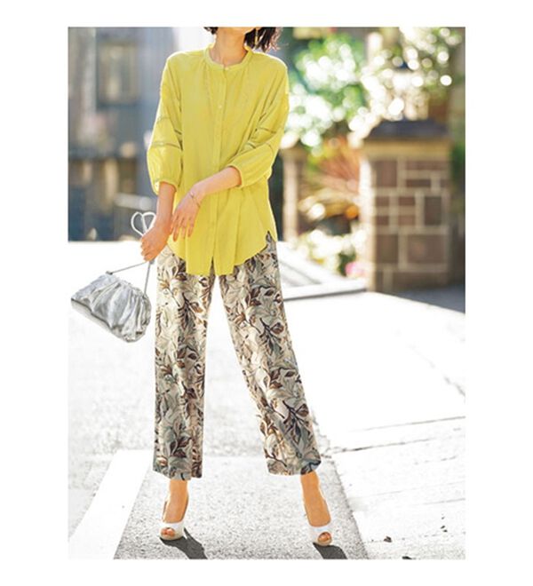 BELLUNA（ベルーナ）の「【接触冷感】レーヨン素材プリントワイドパンツ（ワイドパンツ・ガウチョ）」｜詳細画像