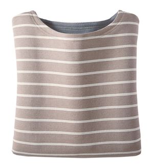 BELLUNA（ベルーナ）の「裏フリース配色プルオーバー（カットソー）」｜ボーダー(ローズグレー／白)