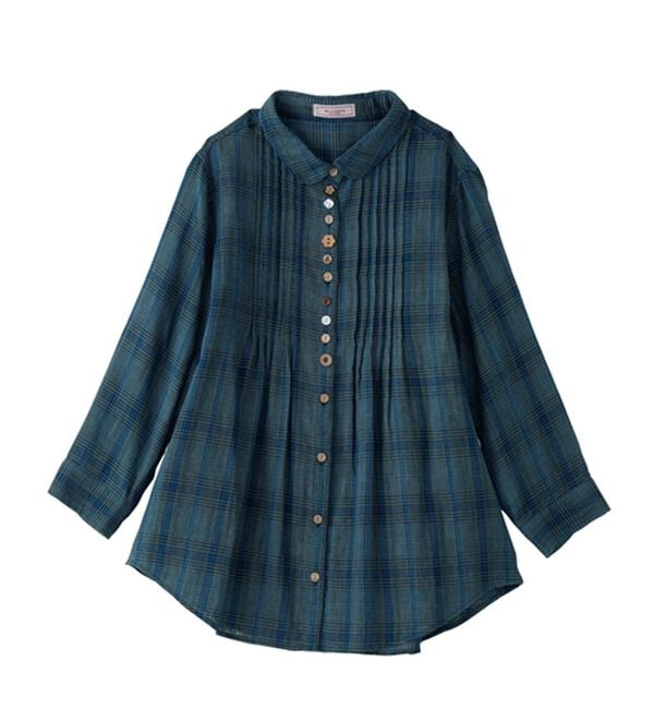 BELLUNA（ベルーナ）の「【綿100％素材】ダブルガーゼ素材丸衿多ボタンブラウス（ブラウス）」｜詳細画像