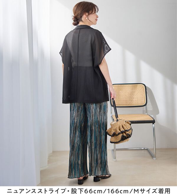 Viola e Viola（ヴィオラ エ ヴィオラ）の「着心地楽ちん！さらっと軽やかプリーツパンツ（フルレングスパンツ）」｜詳細画像