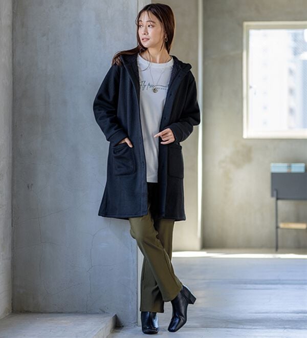 BELLUNA（ベルーナ）の「【選べる裏起毛】静電気防止！ヘリンボーンブーツカットパンツ（フルレングスパンツ）」｜詳細画像