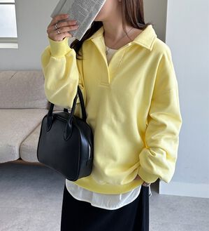 RANAN（ラナン）の「あったか裏起毛衿付きオーバーサイズスウェット（トレーナー・スウェット）」｜イエロー