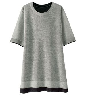 BELLUNA（ベルーナ）の「重ね着風配色シアーニットプルオーバー（ニット・セーター）」｜グレー