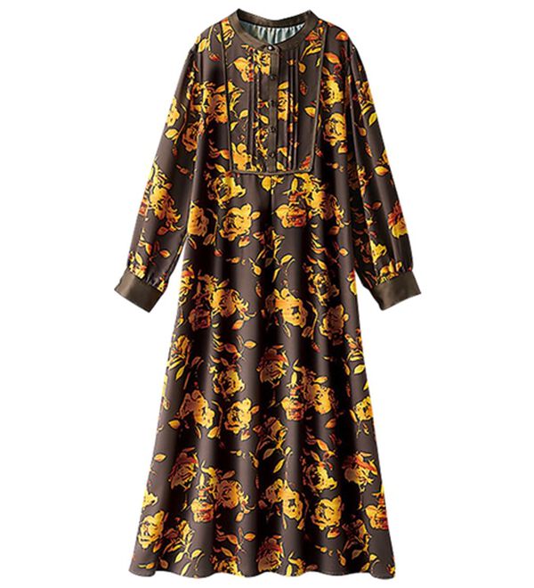 BELLUNA（ベルーナ）の「ビンテージ柄ピンタック使いワンピース（その他ワンピース）」｜詳細画像