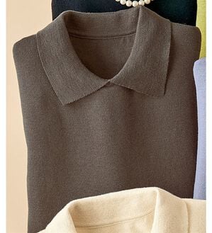 BELLUNA（ベルーナ）の「ウール入りデザインセーター（ニット・セーター）」｜モカ