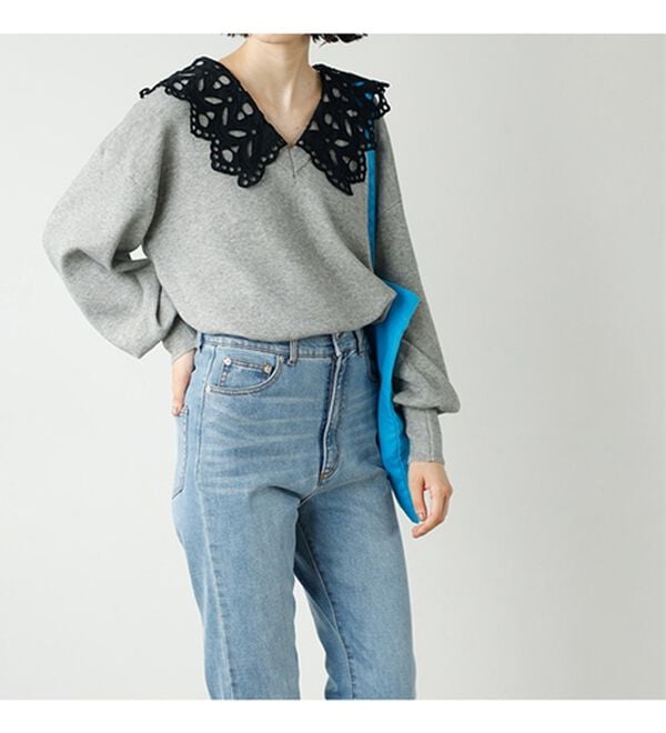 GeeRA（ジーラ）の「レース衿付ニット（ニット・セーター）」｜詳細画像