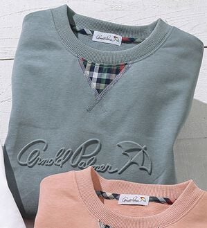 「＜アーノルド　パーマー＞エンボスデザインスウェットＴシャツ（メンズＴシャツ）」｜ブルーグレー