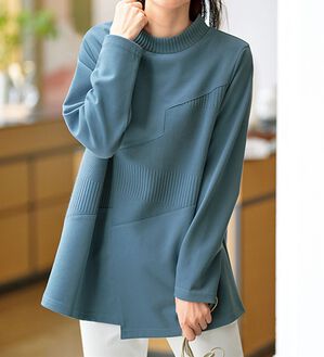 BELLUNA（ベルーナ）の「ボーダージャカード素材切替デザインチュニック（チュニック）」｜詳細画像